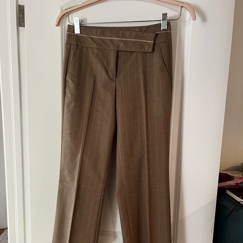 Brown striped low rise trouser